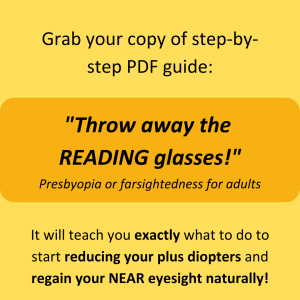 Guide: "Throw away the READING glasses" (presbyopia and maybe astigmatism)